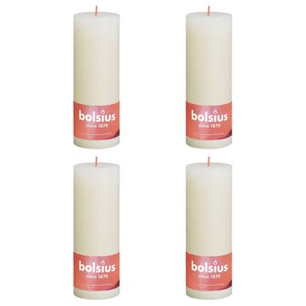 Stompkaarsen Shine 4 st rustiek 190x68 mm zacht parelkleurig