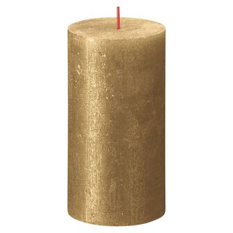 Stompkaarsen Shimmer 4 st rustiek 130x68 mm goudkleurig