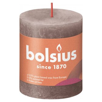Stompkaarsen Shine 4 st rustiek 80x68 mm rustiek taupe