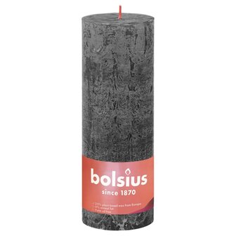 Stompkaarsen Shine 4 st rustiek 190x68 mm stormgrijs