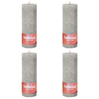 Stompkaarsen Shine 4 st rustiek 190x68 mm zandgrijs