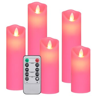 5-delige Kaarsenset met afstandsbediening LED warmwit