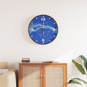 Wandklok met lichtgevende wijzerplaat en wijzers &Oslash;30 cm blauw