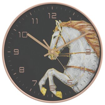 Wandklok &Oslash;29,5 cm polystyreen en glas goudkleurig en wit