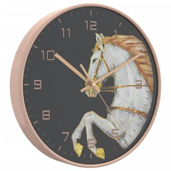 Wandklok &Oslash;29,5 cm polystyreen en glas goudkleurig en wit