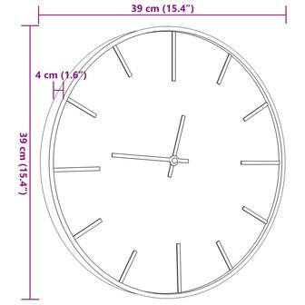 Wandklok &Oslash;39 cm ijzer en bewerkt hout bruin