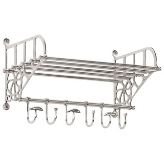 Bagagerek met kleerhangers wandmontage aluminium