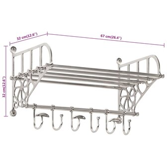 Bagagerek met kleerhangers wandmontage aluminium