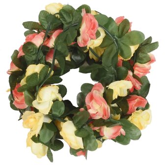 Kerstslingers met bloemen 6 st 250 cm lente zonsondergang rood