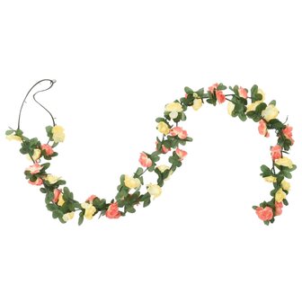 Kerstslingers met bloemen 6 st 250 cm lente zonsondergang rood