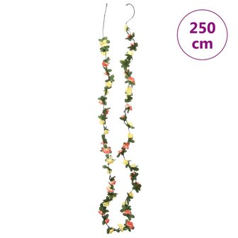 Kerstslingers met bloemen 6 st 250 cm lente zonsondergang rood