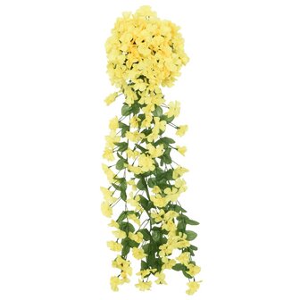 Kerstslingers met bloemen 3 st 85 cm geel