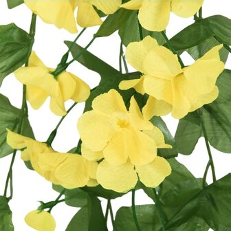 Kerstslingers met bloemen 3 st 85 cm geel