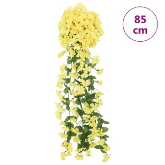 Kerstslingers met bloemen 3 st 85 cm geel
