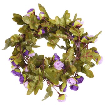 Kerstslingers met bloemen 6 st 215 cm lichtpaars