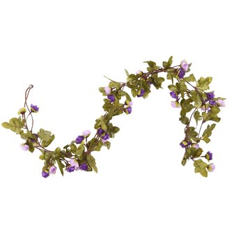 Kerstslingers met bloemen 6 st 215 cm lichtpaars