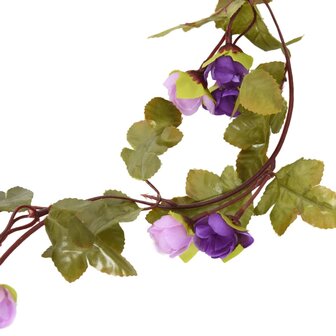 Kerstslingers met bloemen 6 st 215 cm lichtpaars