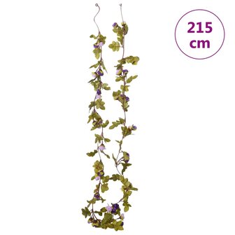 Kerstslingers met bloemen 6 st 215 cm lichtpaars