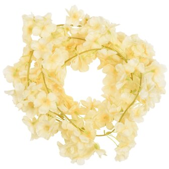 Kerstslingers met bloemen 6 st 180 cm champagnekleurig
