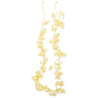 Kerstslingers met bloemen 6 st 180 cm champagnekleurig