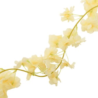 Kerstslingers met bloemen 6 st 180 cm champagnekleurig