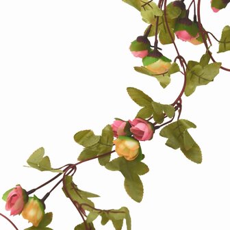 Kerstslingers met bloemen 6 st 215 cm roze