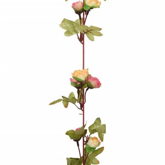 Kerstslingers met bloemen 6 st 215 cm roze