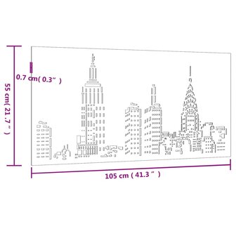 Wanddecoratie tuin skyline-ontwerp 105x55 cm cortenstaal