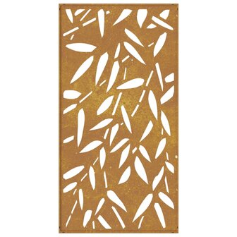 Wanddecoratie tuin bamboebladontwerp 105x55 cm cortenstaal