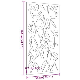 Wanddecoratie tuin bamboebladontwerp 105x55 cm cortenstaal