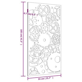 Wanddecoratie tuin tandwielontwerp 105x55 cm cortenstaal