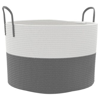 Opbergmand &Oslash; 51x33 cm katoen grijs en wit