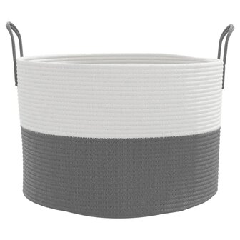 Opbergmand &Oslash; 51x33 cm katoen grijs en wit