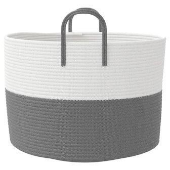 Opbergmand &Oslash; 51x33 cm katoen grijs en wit