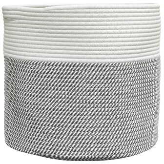 Opbergmand &Oslash; 40x35 cm katoen grijs en wit