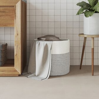 Opbergmand &Oslash; 40x35 cm katoen grijs en wit