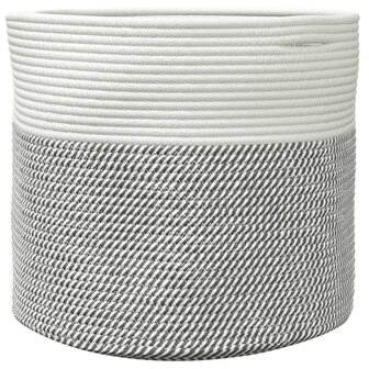 Opbergmand &Oslash; 40x35 cm katoen grijs en wit