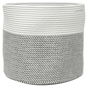 Opbergmand &Oslash; 40x35 cm katoen grijs en wit