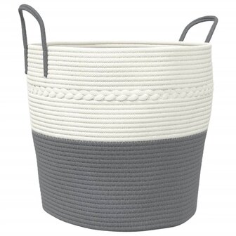 Opbergmand &Oslash; 43x38 cm katoen grijs en wit