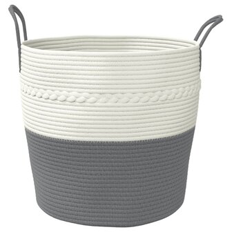 Opbergmand &Oslash; 43x38 cm katoen grijs en wit