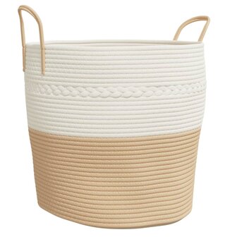 Opbergmand &Oslash; 43x38 cm katoen beige en wit