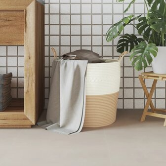 Opbergmand &Oslash; 43x38 cm katoen beige en wit