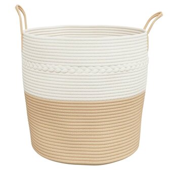 Opbergmand &Oslash; 43x38 cm katoen beige en wit