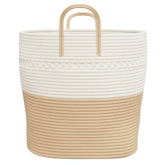 Opbergmand &Oslash; 43x38 cm katoen beige en wit