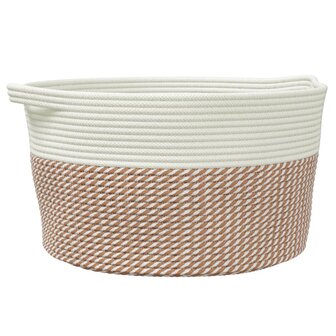 Opbergmand &Oslash; 40x25 cm katoen bruin en wit