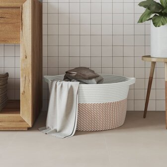 Opbergmand &Oslash; 40x25 cm katoen bruin en wit