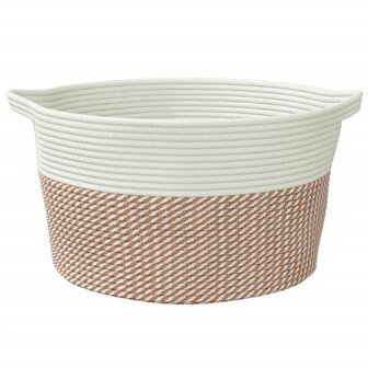 Opbergmand &Oslash; 40x25 cm katoen bruin en wit