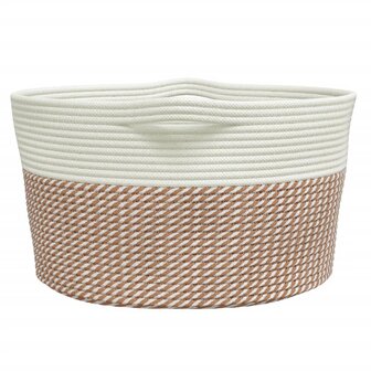 Opbergmand &Oslash; 40x25 cm katoen bruin en wit
