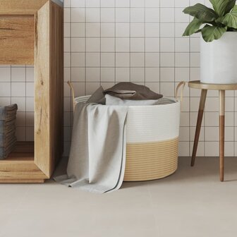 Opbergmand &Oslash; 51x33 cm katoen beige en wit