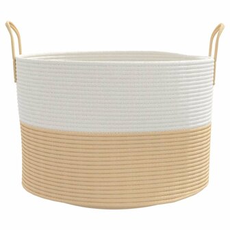 Opbergmand &Oslash; 51x33 cm katoen beige en wit